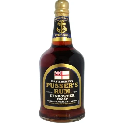 Image of Pussers Rum, Black Label Gunpowder 70 cl, 54.5 % ABV, original Royal Navy produced at Admiralty Strength