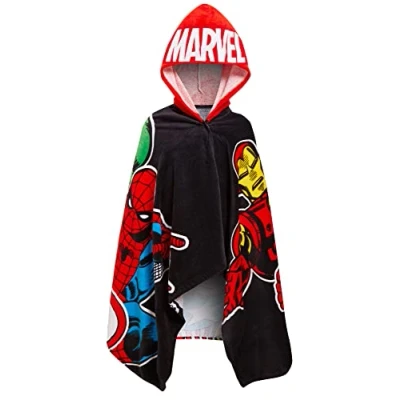 Image of Marvel Kids Avengers Hooded Towel Spider Man Hulk Captain America Ponch Beach Bath Wrap Robe