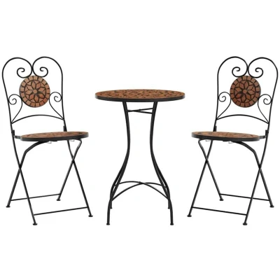 Image of vidaXL Mosaic Bistro Set Terracotta Iron and Ceramic