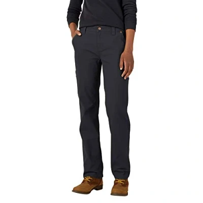 Image of Dickies Women&#039;s Relaxed Straight Carpenter Duck Pant, Rinsed Black, 6