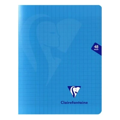 Image of Clairefontaine Ref 323751C Mimeys Side Stapled Notebook (48 Pages) 170 x 200mm Size, Polypro Cover, 90gsm Brushed Vellum Paper, Séyès Ruling Blue Cover
