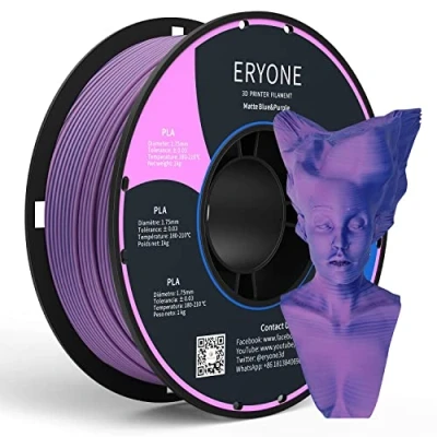 Image of ERYONE Matte PLA Filament 1.75mm, 3D Printer Filament, +/ 0.03mm, 1kg (2.2lbs)/Spool,Dual Blue&amp;Purple