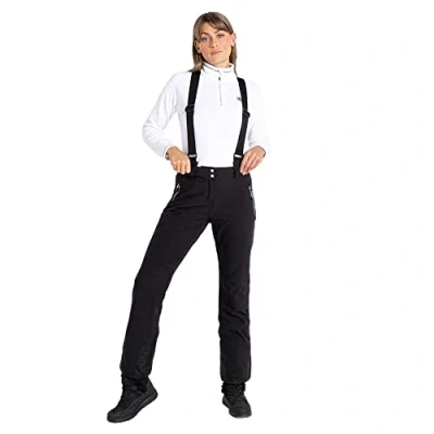 Image of Dare2b Effused II Inslatd Insulated womens Ski Salopette Pant Waterproof &amp; breathable Recycled fabric adjustable waist system and braces, snow gaitors Short Leg