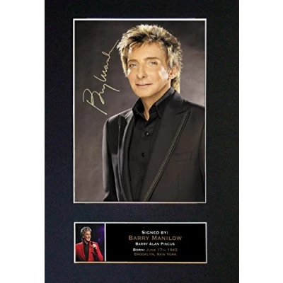 Image of BARRY MANILOW Signed Autograph Mounted Photo Reproduction Print A4 Very Rare (297 x 210mm) #94 (Mount &amp; (Not Framed))