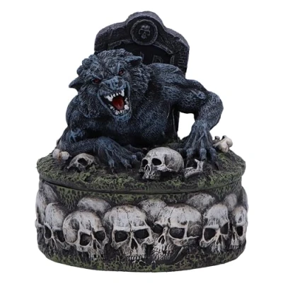 Image of Nemesis Now Treasures of the Lycan Box 12cm, Resin, Black, Werewolf Box, Horror Gift, Removable Lid, Cast in Finest Expertly Hand Painted
