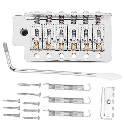 Image of Vbest life Guitar Single Tremolo Bridge,6 String Strat System with Roller Locking Vibrato Bridge Fit for ST Guitar(Silver)