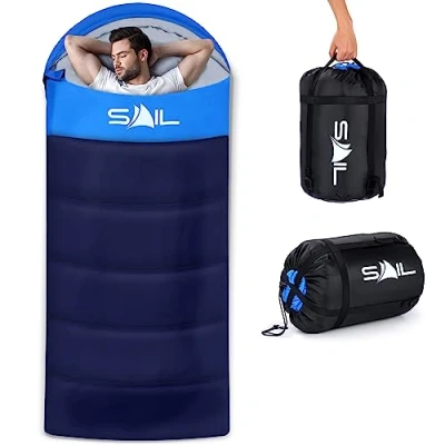 Image of SAIL XL Sleeping Bag Extra Wide for Big &amp; Tall Person 3 4 Season 2.7KG 400GSM Winter Cool Weather Lightweight,Waterproof Indoor Outdoor Use Adults Hiking, Backpacking and Camping Blue