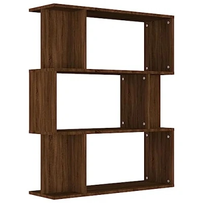 Image of vidaXL Book Cabinet/Room Divider, Multifunctional Freestanding Storage Solution, Engineered Wood, 80 x 24 96 cm, Brown Oak