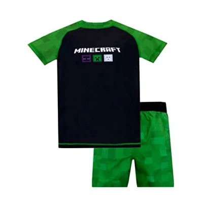 Image of Minecraft Boys Creeper Swim Set Two Piece Swimwear for Kids 5 6 Years Green, (mcss5791)
