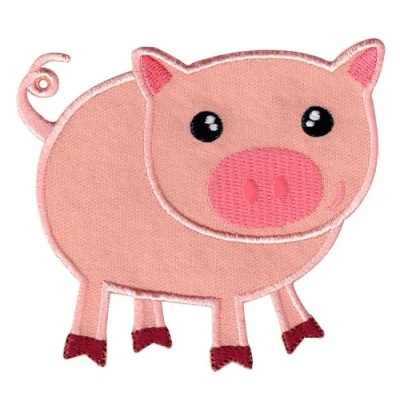 Image of PatchMommy Pig Patch, Iron On/Sew On Embroidered Applique Motif for Children Kids Baby