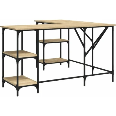 Image of vidaXL Desk Sonoma Oak 139x139x75 cm Engineered Wood