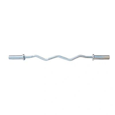 Image of DKN Olympic Weight Lifting EZ Curl Chrome Barbell Bar Metallic, 2 Inch