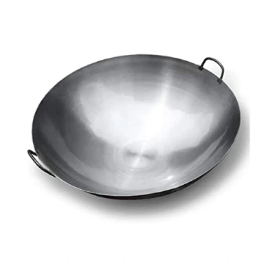 Image of Authentic Chinese Wok Stir Fry Pan Pre Seasoned Cast Iron Large Deep with Two Integral Handles (Size : 42cm/16.5in)