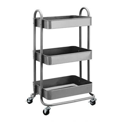 Image of Amazon Basics 3 Tier Rolling Utility or Kitchen Cart Charcoal