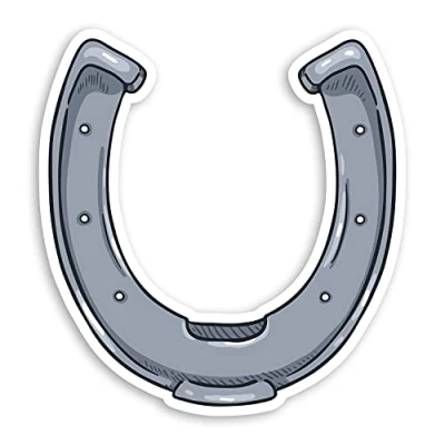Image of 2 x 10cm Tall Lucky Horse Shoe Vinyl Stickers Pony Charm Wedding Sticker #70025