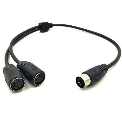 Image of xbiez MIDI Sync Breakout Cable, Male to Female DIN 5 Pin Splitter Y Adapter Cable 1 2 Extension Audio Cord Wire