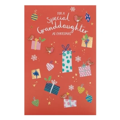 Image of UK Greetings Christmas Card for Granddaughter Sweet Presents Design,Multi,149 mm x 229