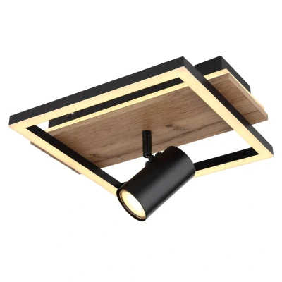 Image of Kassu 32x27cm Integrated LED Semi Flush Ceiling Light Matt Black 3000K