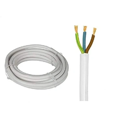 Image of K M Electronics® 3 CORE Mains Cable Wire Flex White 0.75MM 6A 6 AMP 1M Priced PER Meter