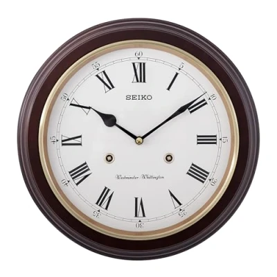 Image of Seiko Station Clock QXH202B RRP: 31.4 x 6.1cm * Westminster chime On/off switch Alder case