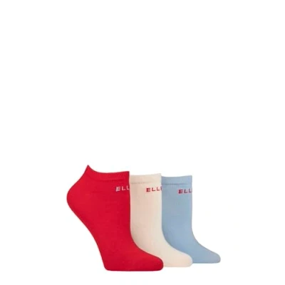 Image of Women&#039;s 3 Pair Elle Plain, Stripe and Patterned Cotton No Show Socks Seafarer Plain 4 8