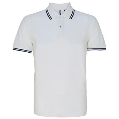 Image of ASQUITH &amp; FOX Men&#039;s classic fit tipped polo White / Navy X Large