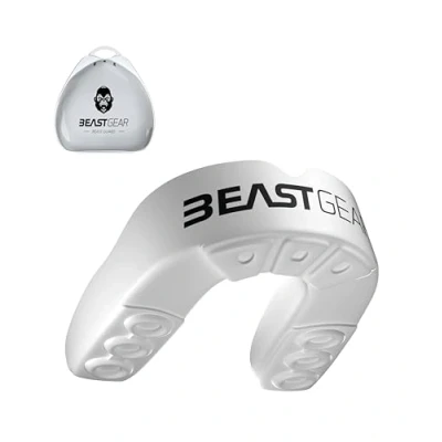 Image of Beast Gear Mouth Guard/Gum Shield for Boxing, MMA, Rugby, Muay Thai, Hockey, Judo, Karate Martial Arts and All Contact Sports (White, Adult (11+))