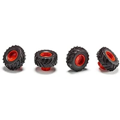 Image of SIKU 6715 Additional wheels For Claas Xerion, 1:32, CONTROL Xerion 6791 and 6794 toy tractors, Ideal as twin tyres, Plastic, Black,Red