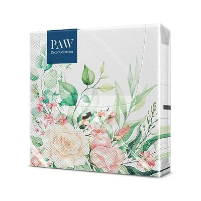 Image of PAW Napkins 3 Ply (33 x 33 cm) i 20 Pieces Perfect for Birthdays, Parties, Weddings, Communion and Celebrations Paper Colorful Flowers, Roses Color: Floral Moments
