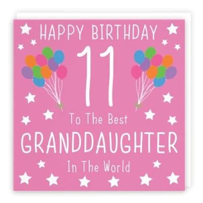 Image of Hunts England Granddaughter 11th Birthday Card Happy 11 To The Best In World Iconic Collection Fun Colourful