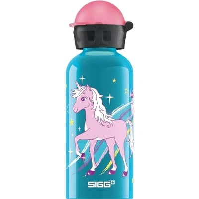 Image of SIGG Aluminium Kids Water Bottle KBT Bella Unicorn Leakproof Lightweight BPA Free Climate Neutral Certified Blue 0.4L