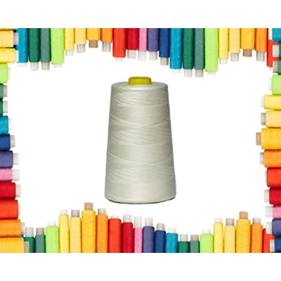 Image of Rohans Overlock Yarn 40/2 (120), 5000 Yards (4570 Meters) Sewing Thread Cones, Machine Multi Colour 100% Polyester Material (Cream, 1)