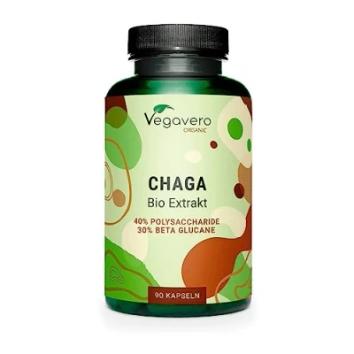 Image of Vegavero Organic Chaga Mushroom Extract 6000 mg 10:1 40% Polysaccharides, 30% Betaglucans NO Additives 3 Month Supply Vegan