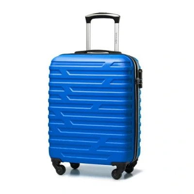 Image of WITTCHEN Travel Suitcase Carry On Cabin Luggage Hardshell Made of ABS with 4 Spinner Wheels Combination Lock Telescopic Handle A Line II Size Blue