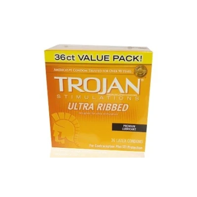 Image of Trojan Condom Stimulations Ultra Ribbed Lubricated 36 Pack