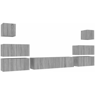 Image of vidaXL 8 Piece TV Cabinet Set Grey Sonoma Engineered Wood
