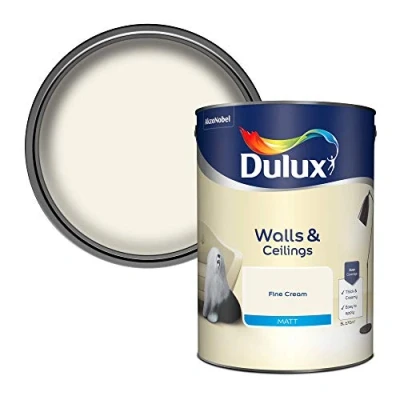 Image of Dulux Walls and Ceilings Matt Emulsion Paint, Fine Cream, 5 Liters