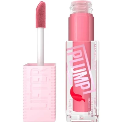 Image of Maybelline New York, Lifter Plump Lip Gloss, Lasting Plump, Heated Formula with Hyaluronic Acid and Chilli Pepper, XL Wand, Vegan Formula, Shade: 001 Blush Blaze