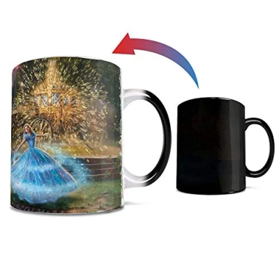 Image of Morphing Mugs Disney Cinderella Wishes Granted One 11 oz Color Changing Heat Sensitive Ceramic Mug Image Revealed When HOT Liquid Is Added!