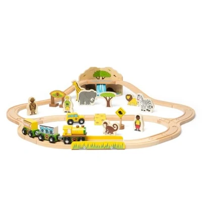 Image of Bigjigs Rail Safari Train Set 38 Play Pieces