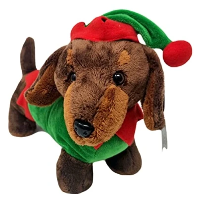 Image of Festive Plush Sausage Dog Elf 12&quot;