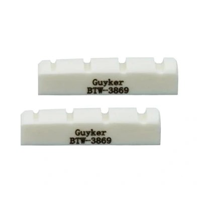 Image of Guyker White 4 String Flat Bottom Pre Slotted Bone Nuts Replacement Parts Accessories for PB JB Precision Bass Jazz Set of 2, 38x6x9mm BTW 3869