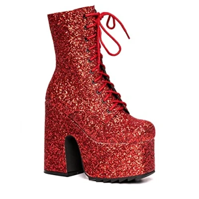Image of LAMODA Women&#039;s Spotlight Ankle Boot, Red Glitter, 3 UK