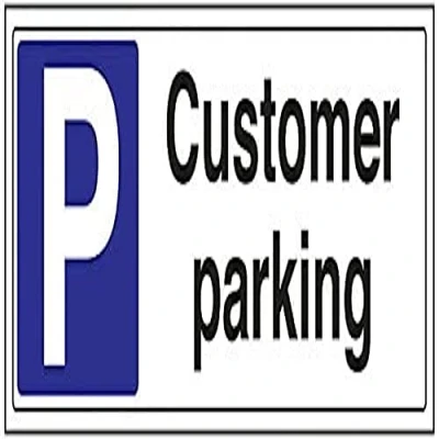 Image of V Safety 74035BJ S Customer Parking Sign Landscape 450mm x 150mm Self Adhesive Vinyl, Black/Blue