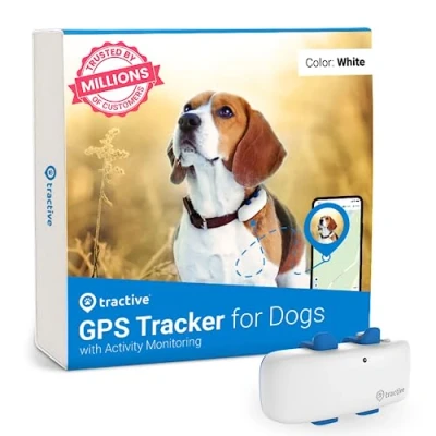 Image of Tractive GPS Dog Tracker, Market leader, Worldwide real time location tracking, Escape Alerts, Monitor Activity &amp; Get Health White