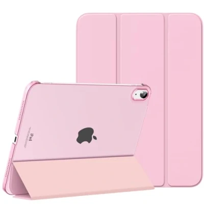 Image of MoKo Case for iPad 10th Generation 2022, Slim Stand Hard Back Shell Smart Cover 10.9 Inch with Auto Wake/Sleep, Flowers Pink