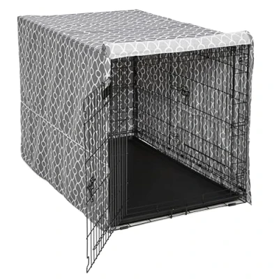 Image of MidWest Homes for Pets Dog Crate Cover with Teflon Fabric Protector, Privacy Fits and New World 121.92 cm Long (48 Inch) Crates, Machine Wash &amp; Dry, CVR48T GY