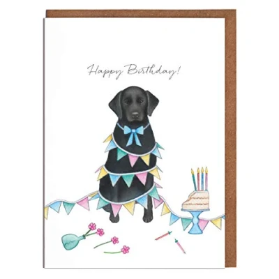 Image of Black Labrador Birthday Card &#039;Happy Birthday!&#039; Female for Her