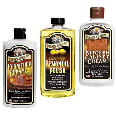 Image of Parker and Bailey Bundle Natural Lemon Oil polish, Furniture Cream &amp; Kitchen Cabinet