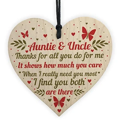 Image of RED OCEAN Handmade For Auntie and Uncle Joint Hanging Wooden Heart Birthday Christmas